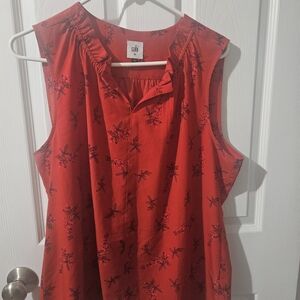 CAbi Red Floral Sleeveless Blouse